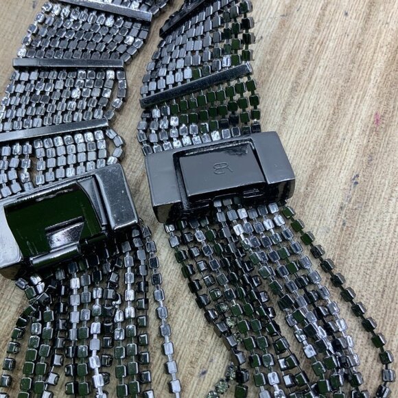 Banana Republic Fringe Gun Metal Rhinestone Bracelet - Picture 9 of 10